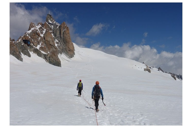 alpinists going through the plateau de midi