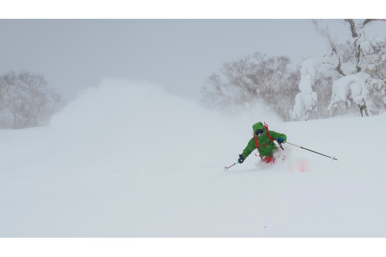 skiing down on huge amount of powder snow