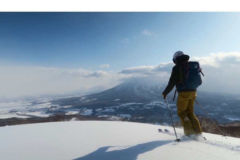 Top of mountain with spectacular view of Yotei volcano, Hokkaido
