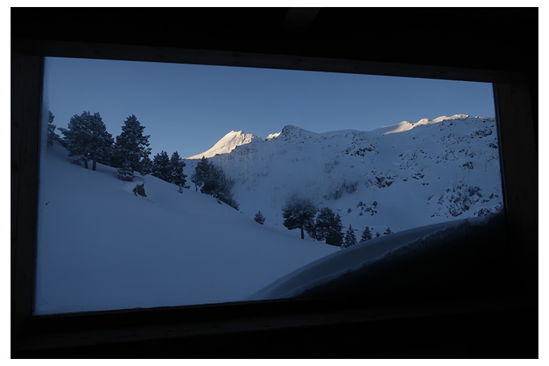 view from the beds of the upper floor of saboredo hut