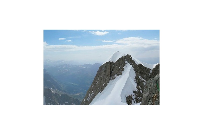 mountain peak on the french alps with amazing view of the horizon