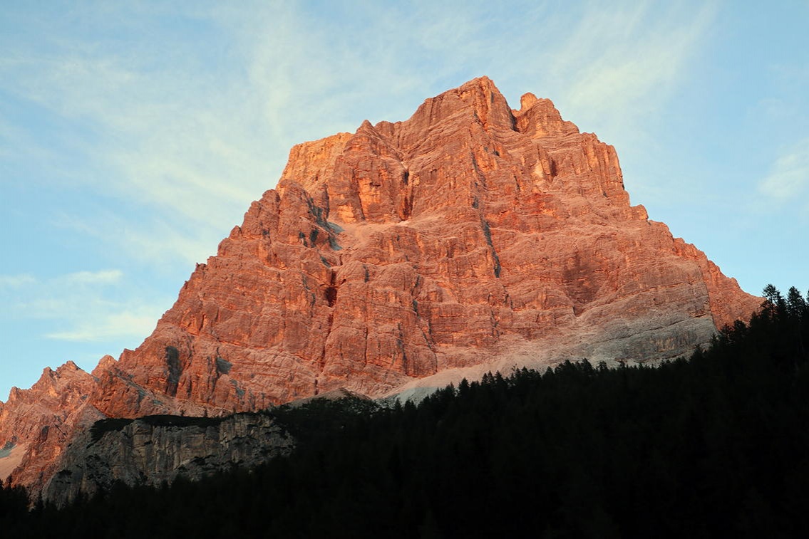 Mount Pelmo view at sunset from Paso Staulanza